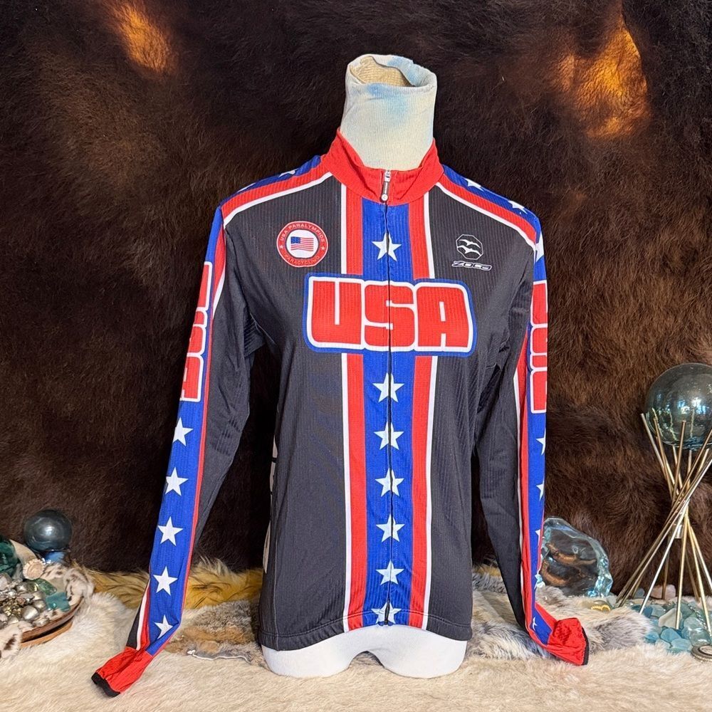 USA Themed Black and Red Men's Jacket XS (6018)